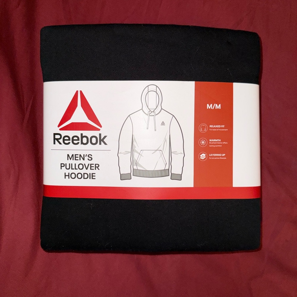 *BRAND NEW* Reebok Black Pullover Hoodie Men’s (Size M)